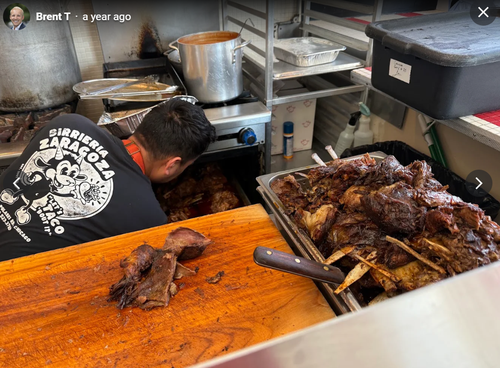 Birria being prepared in the restaurant kitchen